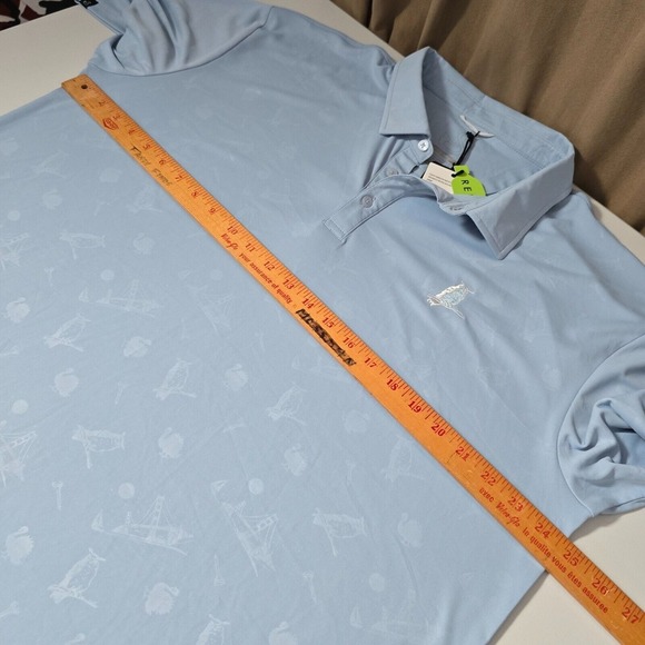 Swannies Mens Stretch Polo Shirt Size 2XL Blue Golf Logo Animal Print Active - Picture 10 of 12